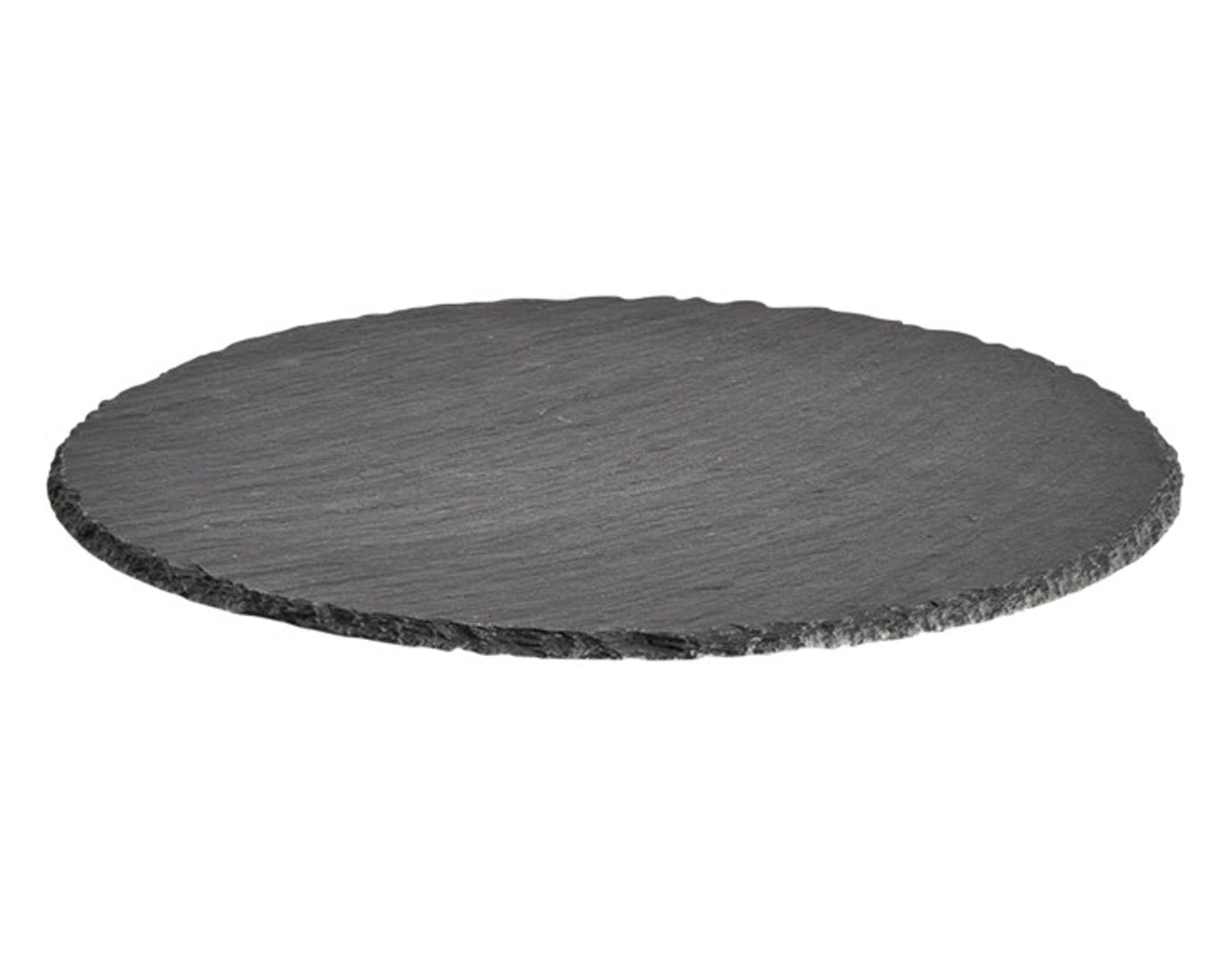 Elegante ZELLER Servierplatte aus Schiefer, rund, 30 cm – ideal für Käse, Antipasti und Desserts. Hitzebeständig, rustikaler Charme, vielseitig einsetzbar.
