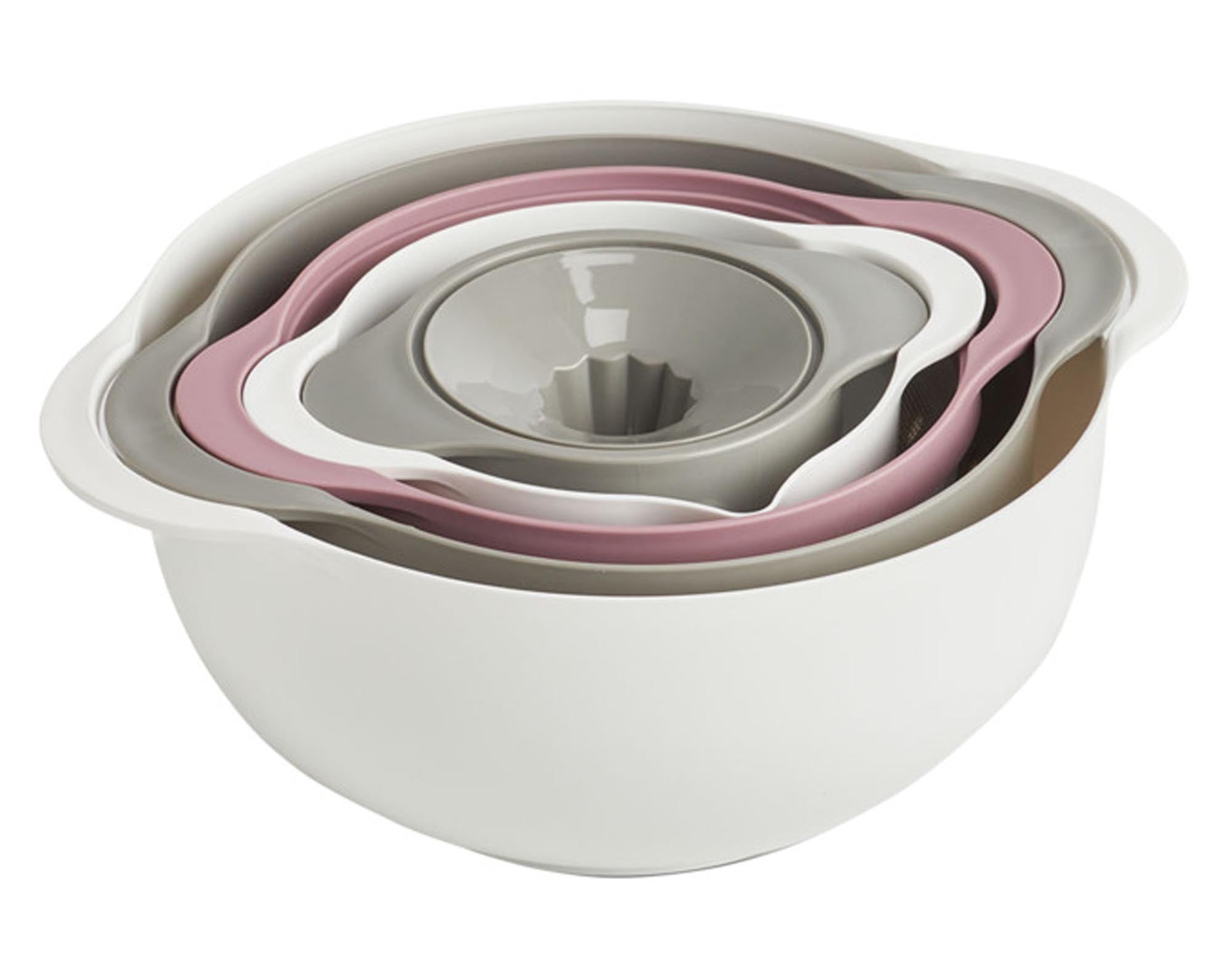 Entdecken Sie das ZELLER Multifunktionsküchen-Set Kunststoff 5-teilig – ideal zum Mischen, Servieren und Aufbewahren. BPA-frei, leicht und stapelbar!