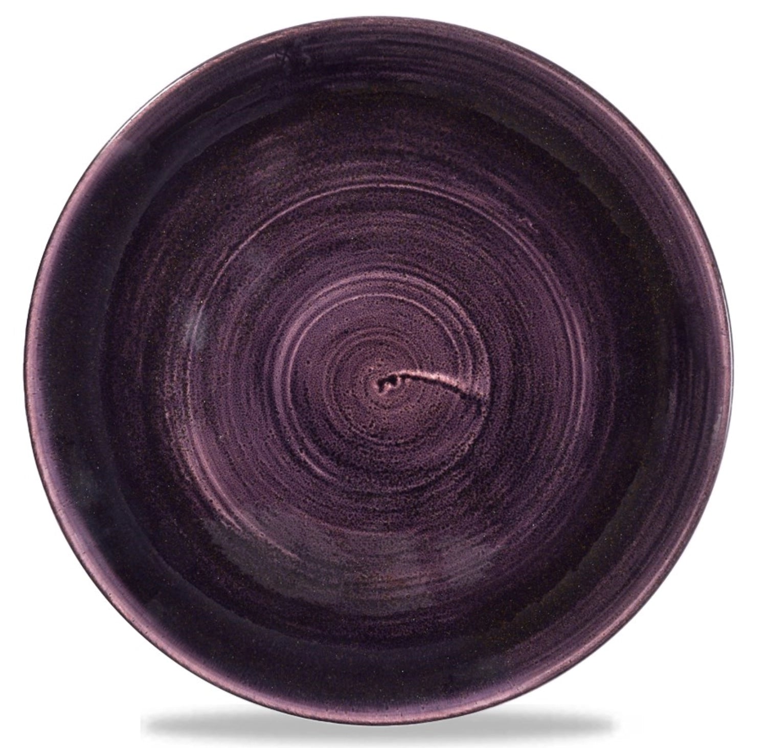 Entdecken Sie den eleganten Stonecast Patina Deep Purple Coupe Teller von Churchill. Hochwertiges Porzellan, 28,8 cm, spülmaschinenfest, ideal für festliche Anlässe.