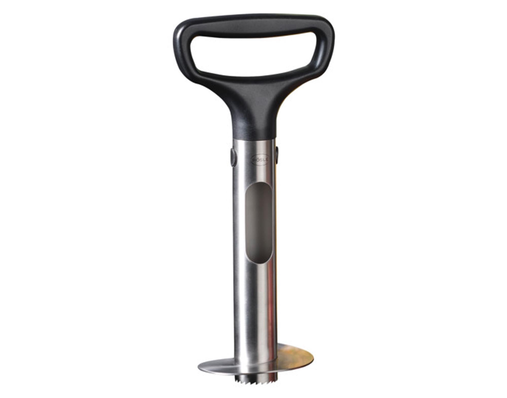 Entdecken Sie den RÖSLE Ananasschneider Pro Inox 27 cm – der perfekte Küchenhelfer für Ananasliebhaber. Scharf, ergonomisch und langlebig!