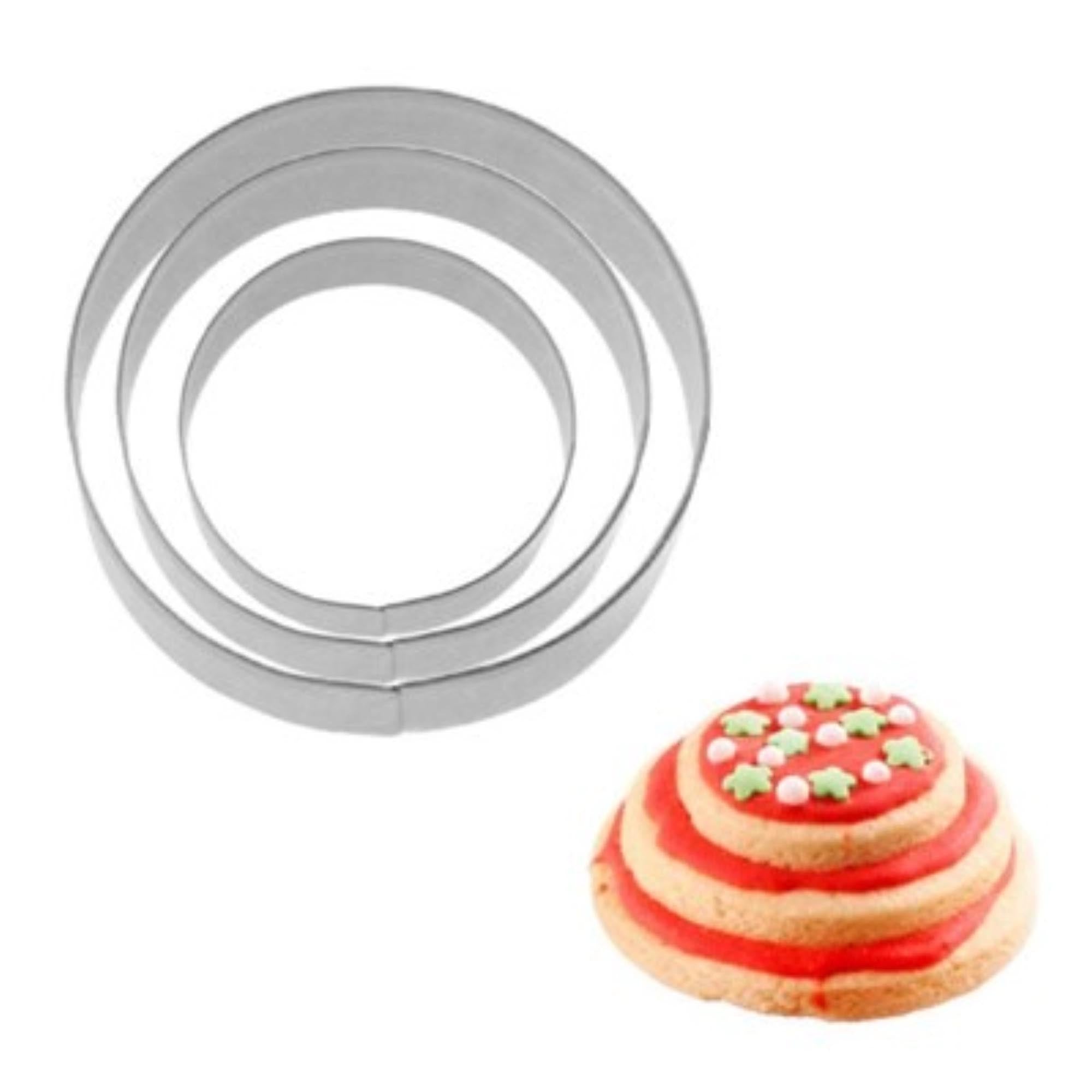 Set mit 3 runden Ausstechformen (4, 5, 6 cm) von Westmark, ideal für Terrassenkekse und präzises Backen.