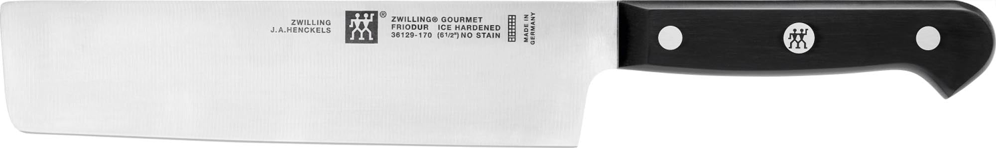 Entdecken Sie das ZWILLING Gourmet Nakiri 170mm – ein hochwertiges Küchenmesser mit FRIODUR Klinge, ideal für präzises Schneiden und stilvolles Kochen.