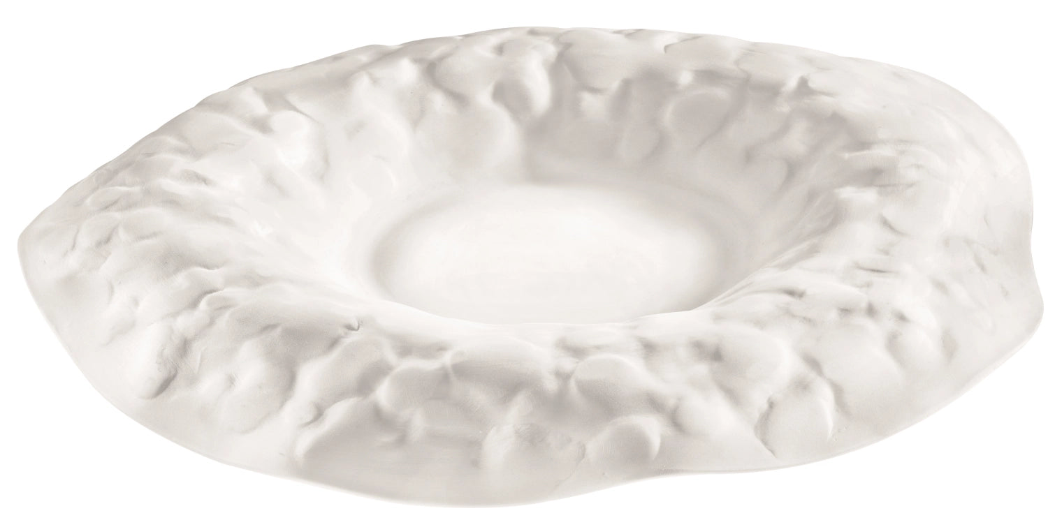 Materia 01S Gourmet Schale gebogen 28cm H4.5cm mit Glasur in Weiss präsentiert im Onlineshop von KAQTU Design AG. Schale ist von Royale