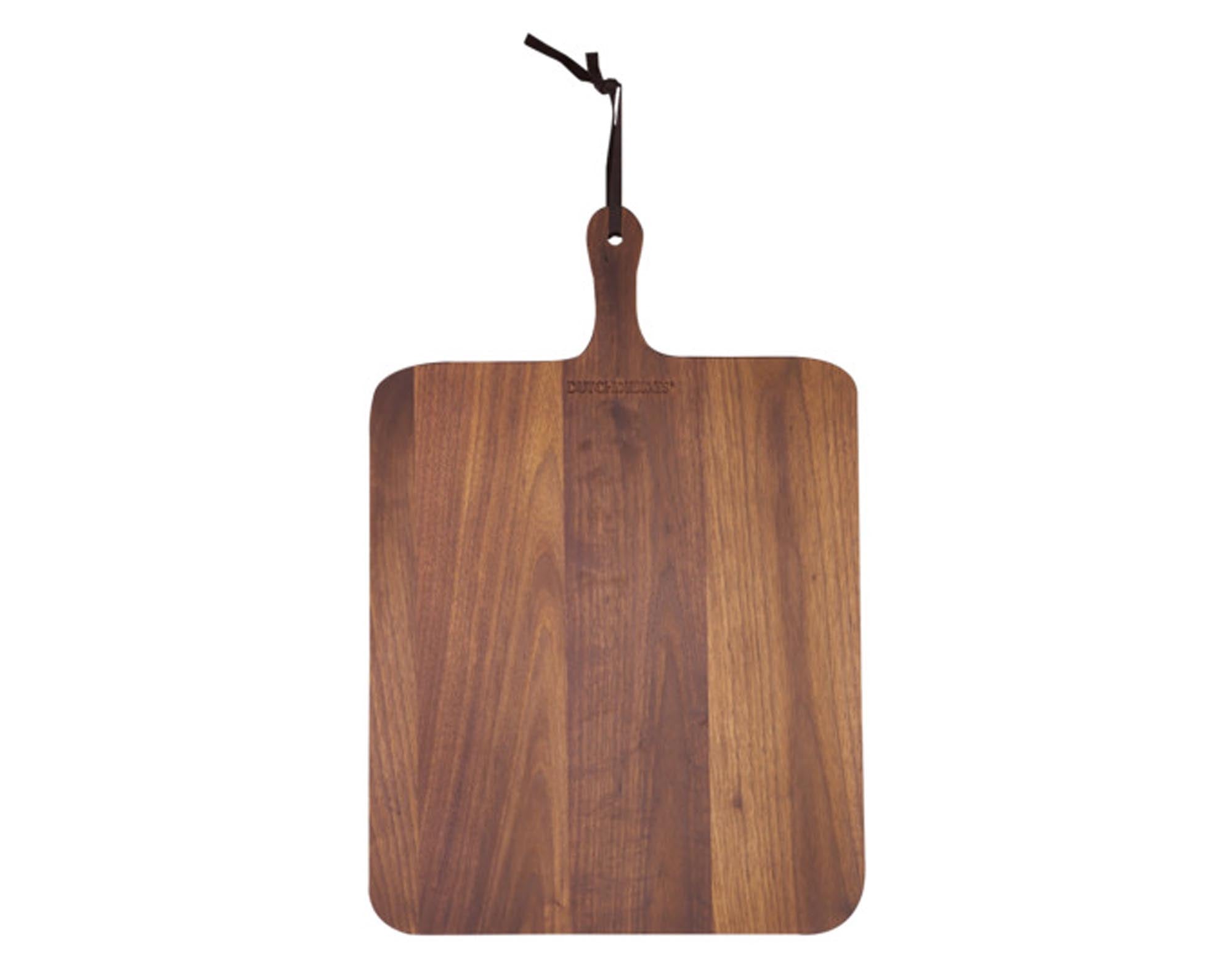 Entdecken Sie das DUTCHDELUXES Holzbrett Walnuss 34x39 cm – ein hochwertiges, pflegeleichtes Schneidbrett aus edlem Walnussholz, ideal für Küche und Servieren.