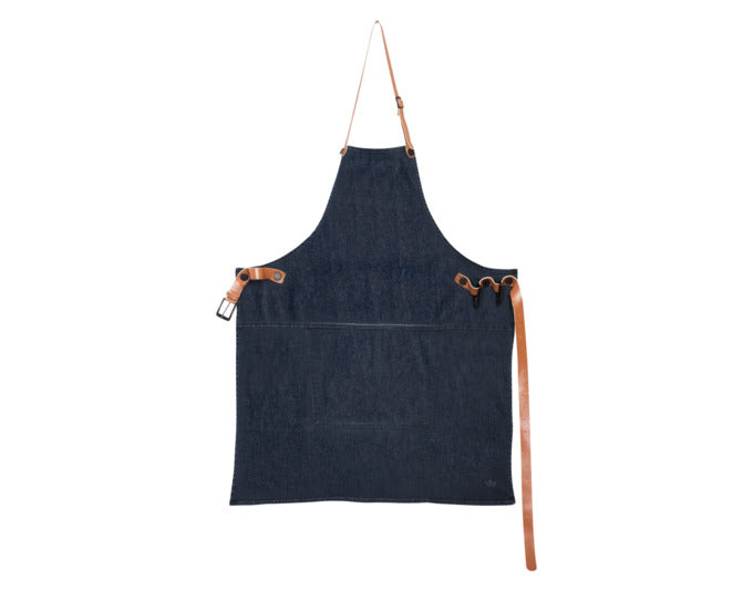 Stilvolle BBQ-Schürze aus robustem Canvas, hitzebeständig, mit praktischen Taschen und verstellbarem Nackenband.
