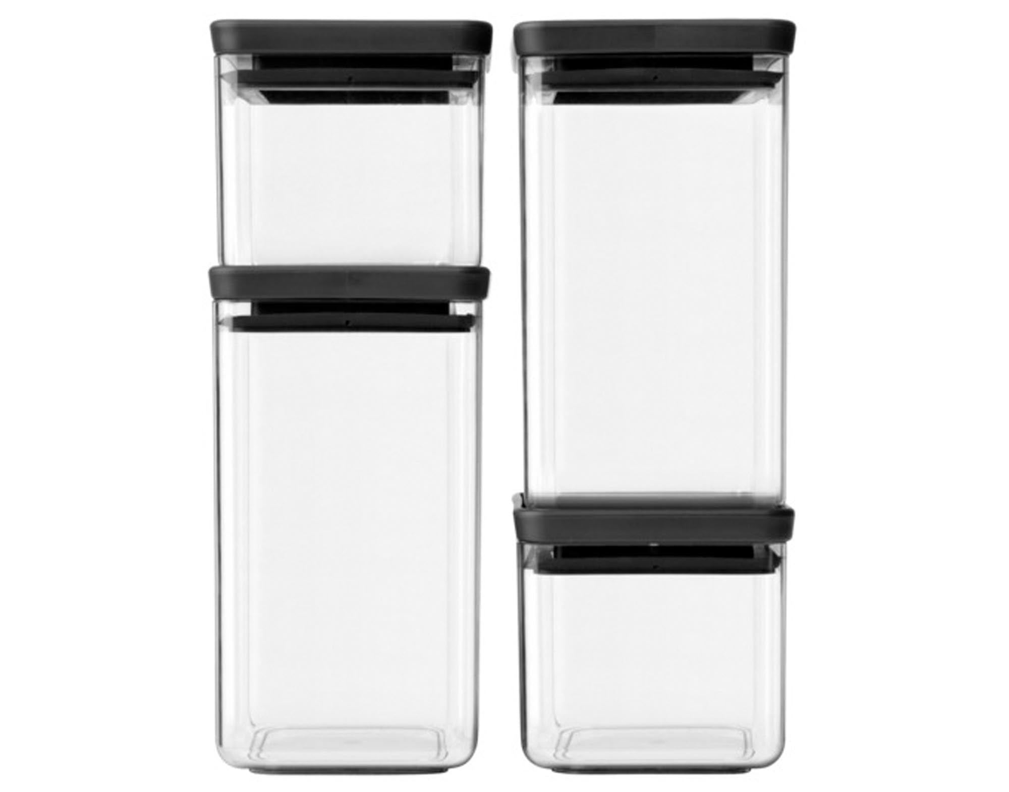 Entdecken Sie das BRABANTIA Vorratsdosen Set Tasty+ 4-teilig in dark grey. Hochwertige, BPA-freie Dosen für optimale Küchenorganisation und frische Lebensmittel.