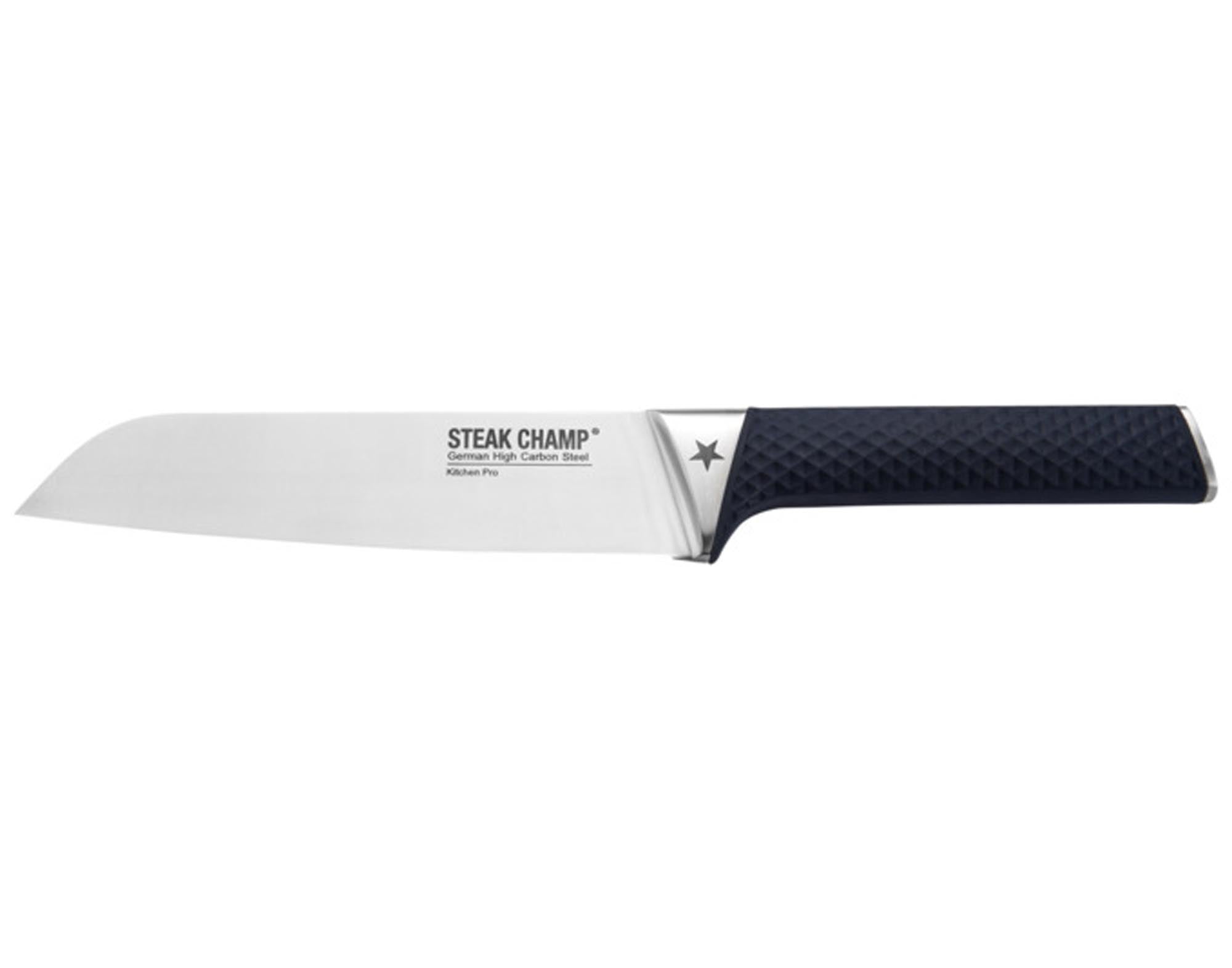 Entdecken Sie das STEAK CHAMP Kochmesser Kitchen Pro 19 cm mit scharfer Klinge und ergonomischem Griff. Ideal zum Schneiden, Hacken und Zerkleinern.