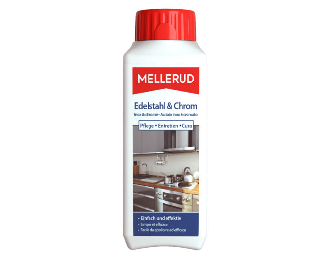 MELLERUD Edelstahl und Chrom Pflege 0.25 l in präsentiert im Onlineshop von KAQTU Design AG. Reinigungsmittel ist von MELLERUD