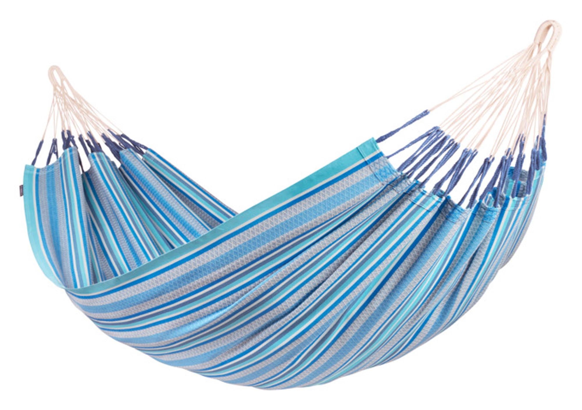 Entspannen Sie stilvoll in der LA SIESTA Modesta Hängematte 160x350 cm – ideal für drinnen und draußen, aus 100% Baumwolle.