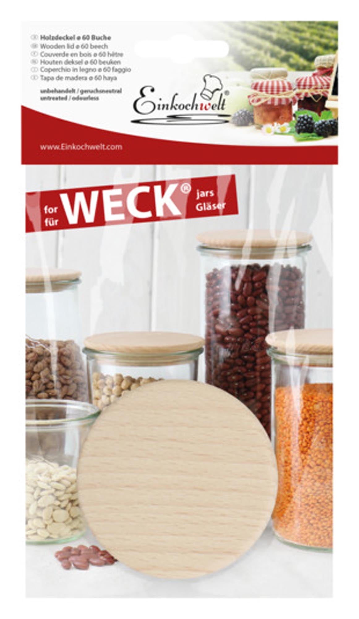 Entdecken Sie die EINKOCHWELT Holzdeckel ø 6 cm für luftdichte Aufbewahrung. Ideal für Marmeladen, Gemüse und nachhaltige Küchenlösungen.
