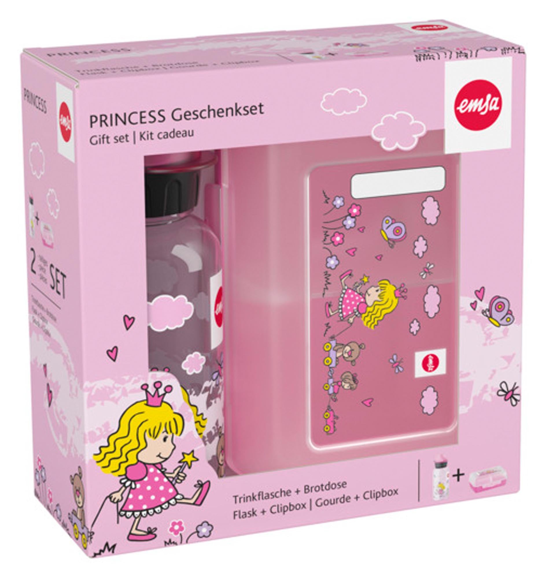 EMSA Kids Set: Prinzessin Trinkflasche & Dose, ideal für unterwegs.