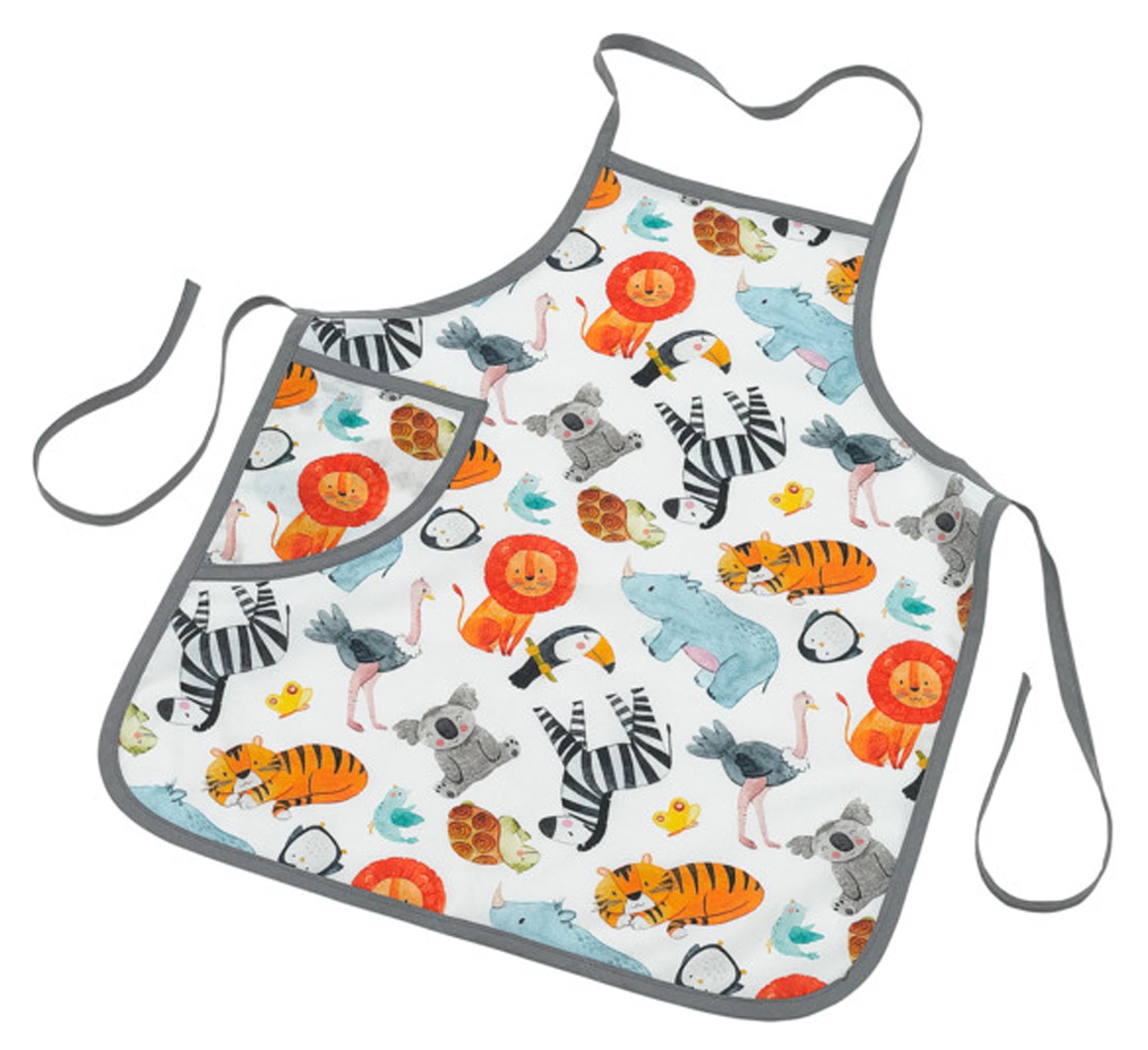 Entdecke die SPIMA Kinderschürze Zoo (49x41 cm) – ideal für kleine Küchenhelfer! Bunte Zoo-Motive, pflegeleicht, wasserabweisend und perfekt für kreative Kochabenteuer.