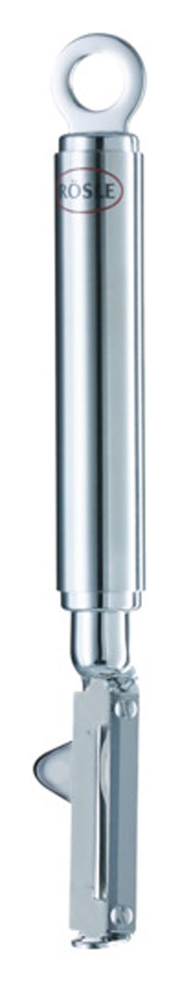 Der RÖSLE Pendelschäler für Linkshänder bietet Präzision, Komfort und Langlebigkeit. Ideal für müheloses Schälen von Obst und Gemüse.