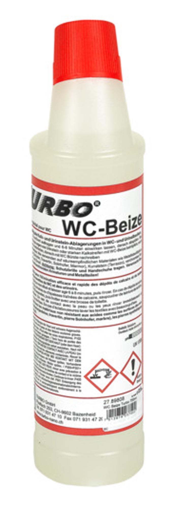 TURBO WC Beize 750 ml: Kraftvoller Reiniger für Toiletten, entfernt Kalk & Urinstein, hemmt Bakterien, frischer Duft, einfache Anwendung.