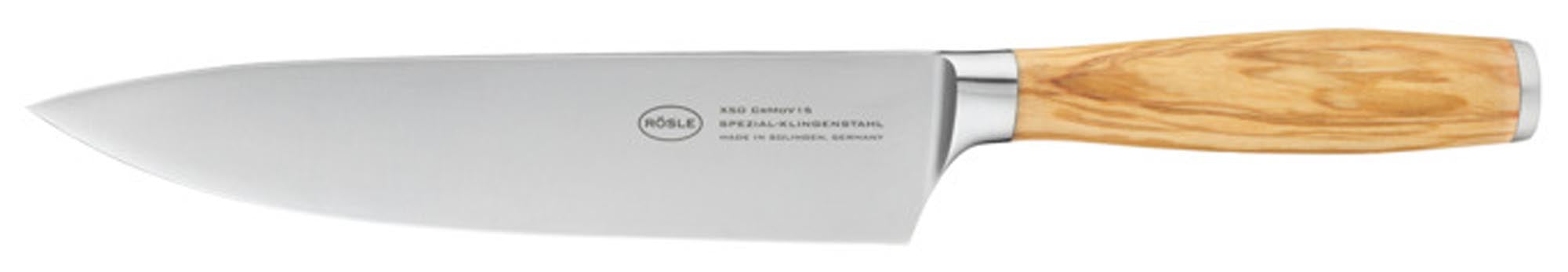 Entdecken Sie das RÖSLE Kochmesser Olivenholz 20 cm: scharfe Klinge, ergonomischer Griff, ideal für präzise Schnitte in jeder Küche.