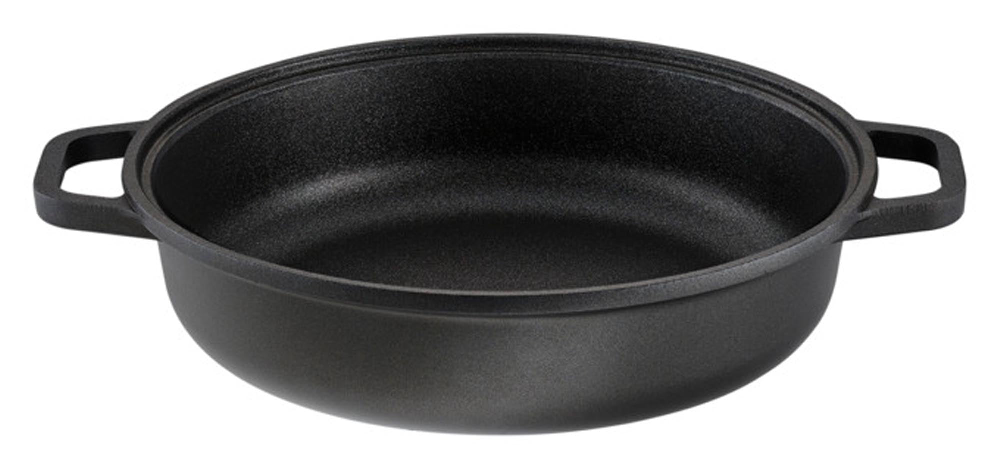 Entdecken Sie die RÖSLE Servierpfanne Cadini ø 28 cm: Hochwertiger Aluminiumguss, Antihaftbeschichtung, elegantes Design, ideal für Braten und Servieren.