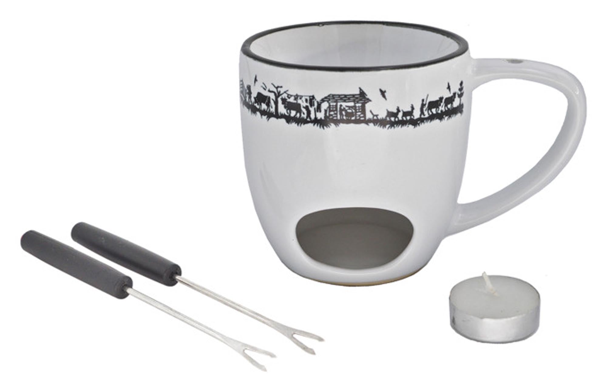 Entdecken Sie das HEIDI Schokolade Fondueset Alpes – ideal für gesellige Abende, mit hochwertiger Keramik und handlichen Gabeln für perfekten Genuss!