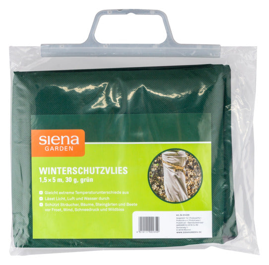 Schützen Sie Ihre Pflanzen mit dem SIENA GARDEN Wintervlies 1.5x5 m 30 g/m² in grün. Optimaler Schutz vor Kälte, Frost und Wind für gesunde Pflanzen.