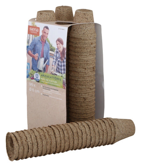Entdecken Sie die nachhaltigen SIENA GARDEN Anzuchttöpfe (ø 6 cm) im praktischen 96er Set – ideal für Ihre Pflanzenanzucht!