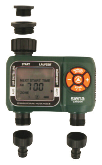 Optimale Gartenbewässerung mit dem SIENA GARDEN Bewässerungscomputer für 2 Zonen. Flexibel, benutzerfreundlich und individuell einstellbar!