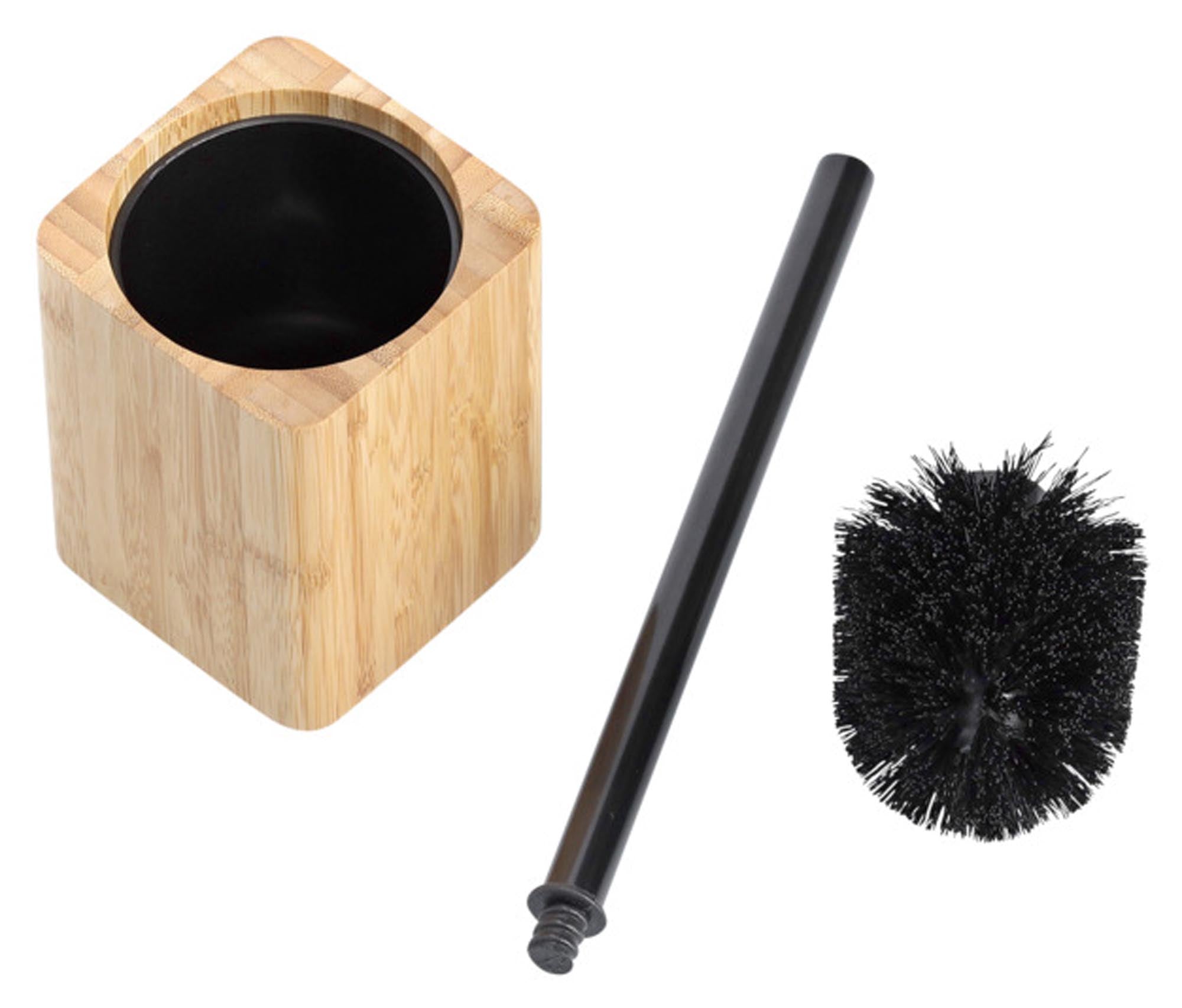 Stilvolle, umweltfreundliche WC-Bürste aus Bambus (9.5x9.5x13 cm) von ZELLER PRESENT – kompakt, langlebig, antibakteriell.