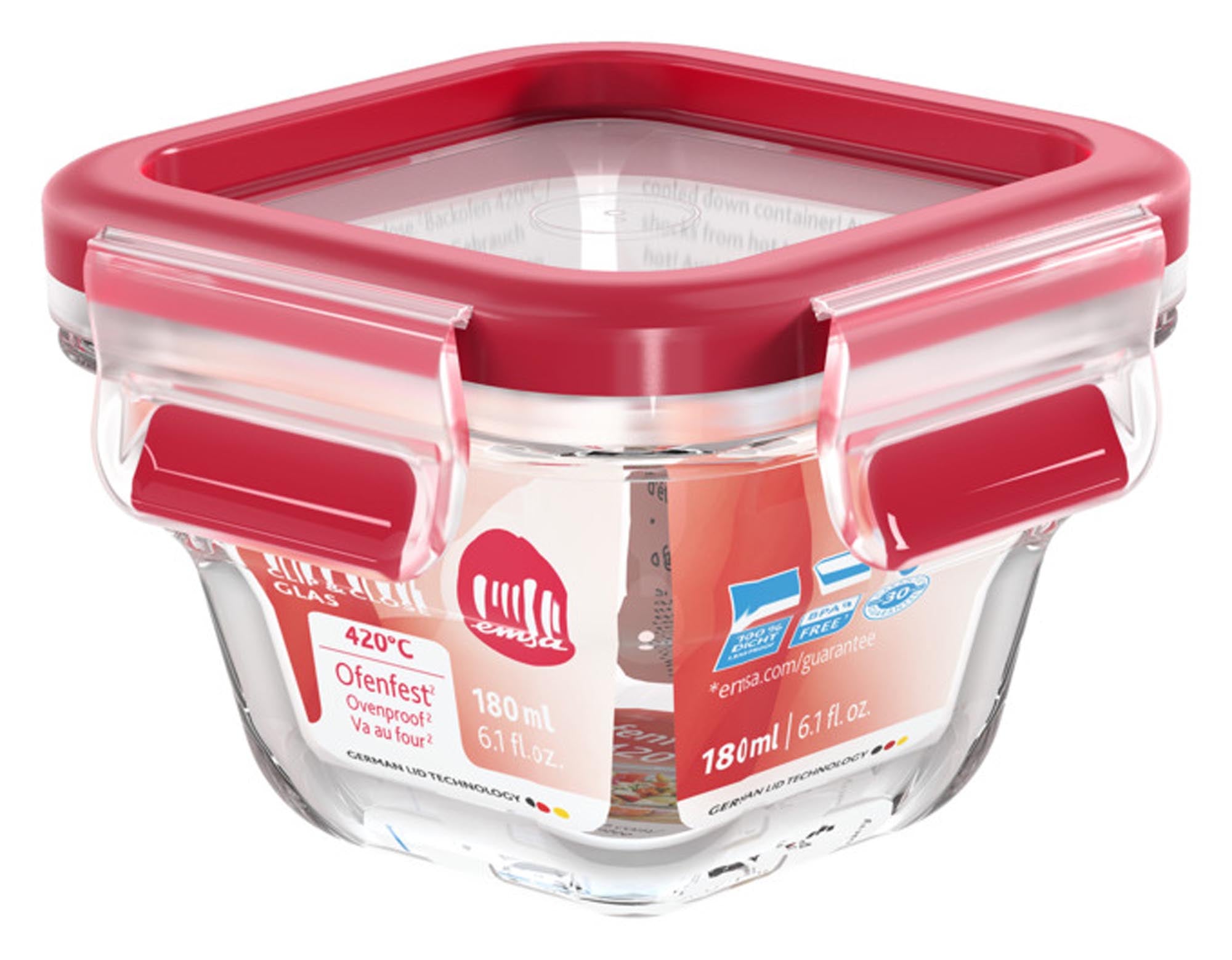 Hochwertige 2.0l Frischhaltedose aus Glas von EMSA mit Clip&Close Verschluss, luftdicht, auslaufsicher, BPA-frei, spülmaschinenfest.