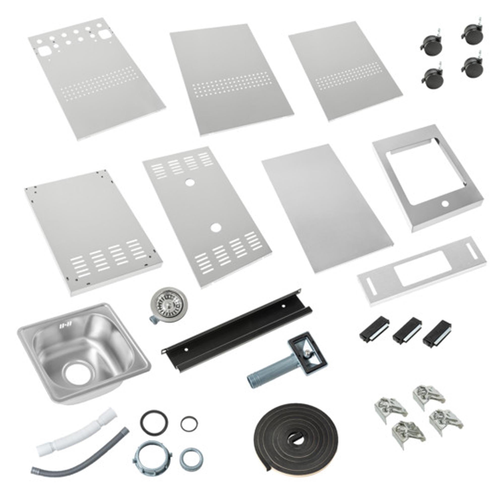 Entdecken Sie den RÖSLE Seitencontainer Videro G4-SK: hochwertiger Edelstahl, praktische Ablagefläche, wetterfest und ideal für Grillzubehör.