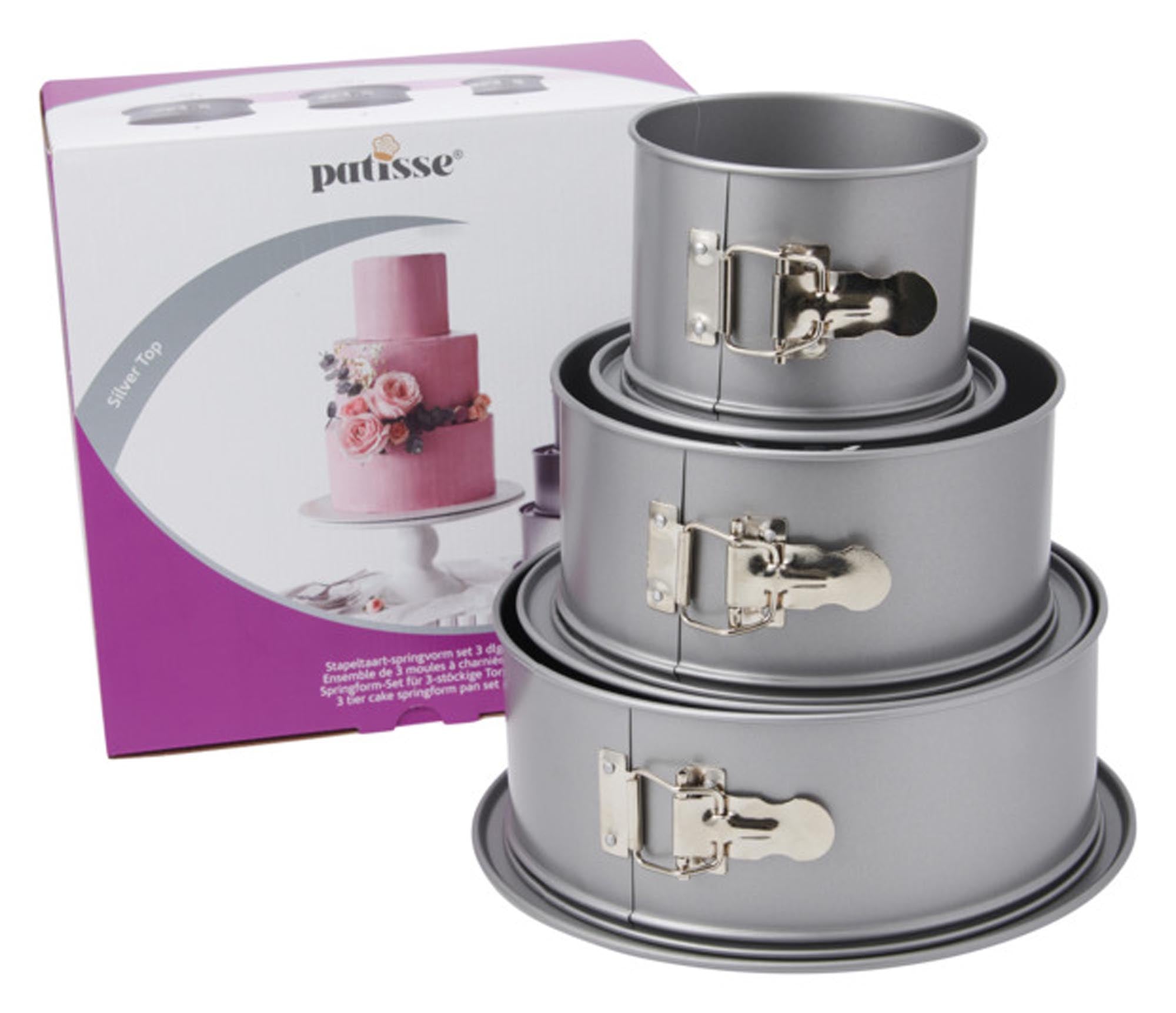 Entdecken Sie das 3-teilige PÂTISSE Springformen-Set in silber mit antihaftbeschichteten Oberflächen für müheloses Backen von Torten und Kuchen.