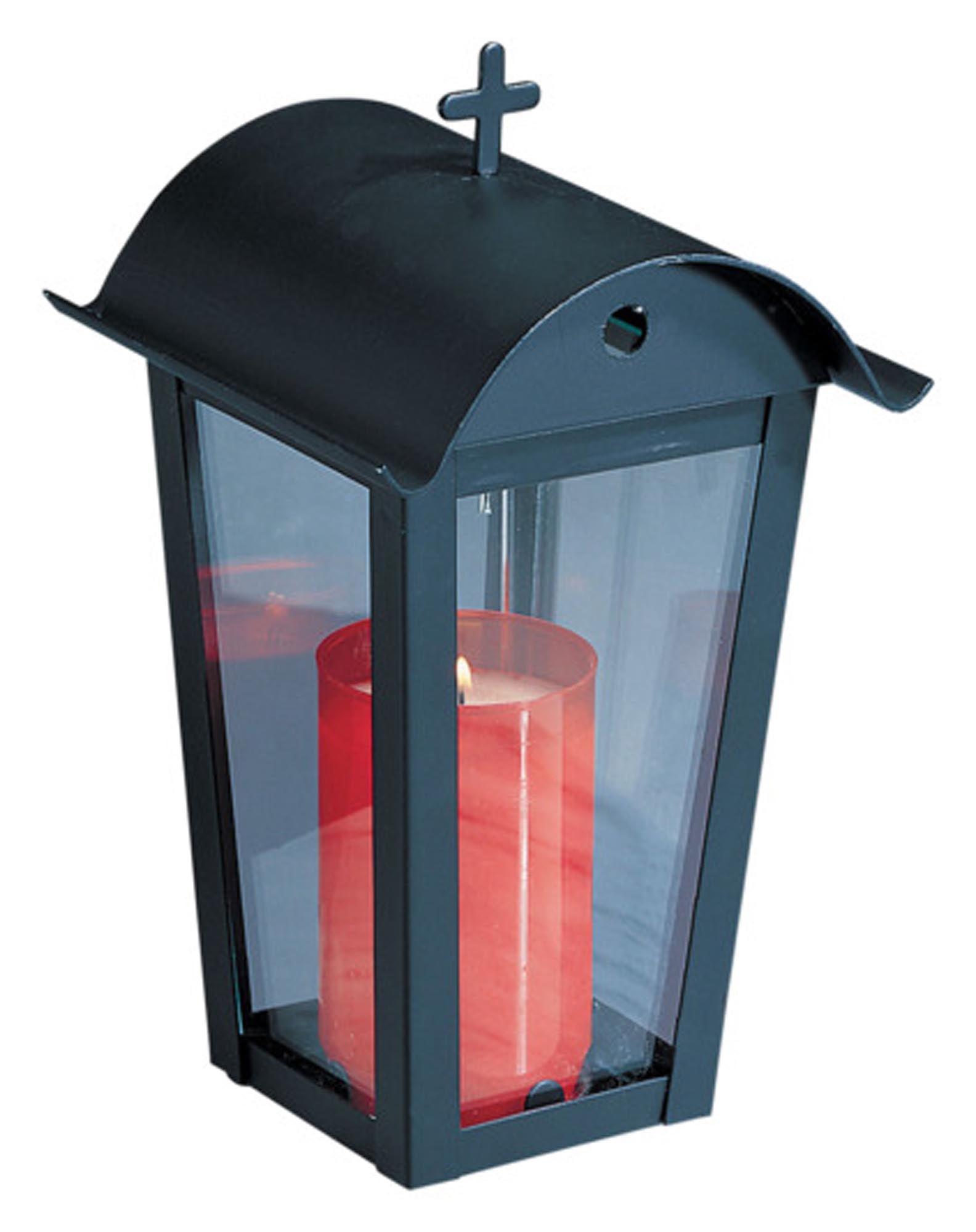 Elegante LIENBACHER Grablaterne mit Klappdach und Erdspiess. Wetterfest, rostgeschützt, ideal für stilvolle Grabgestaltung und Gedenken.