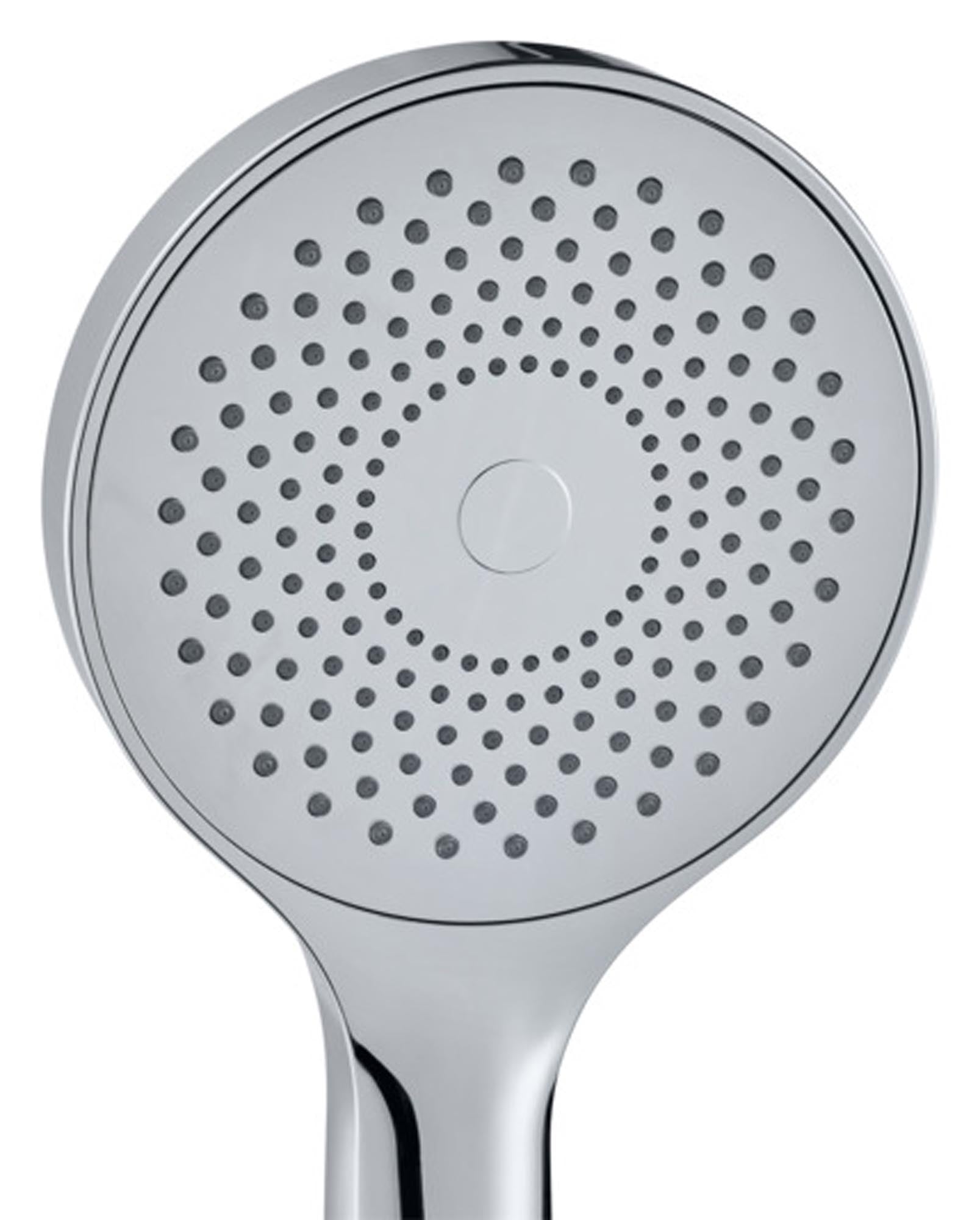 Eleganter DIAQUA Brausegriff Eco Slim One: Langlebiges Messing, Chromfinish, schlankes Design, einfache Installation, Anti-Kalk-Funktion.