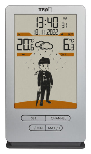 Entdecken Sie die TFA Funk-Wetterstation Jack – Ihr perfekter Partner für präzise Wetterdaten und Temperaturkontrolle, ideal für drinnen und draußen.
