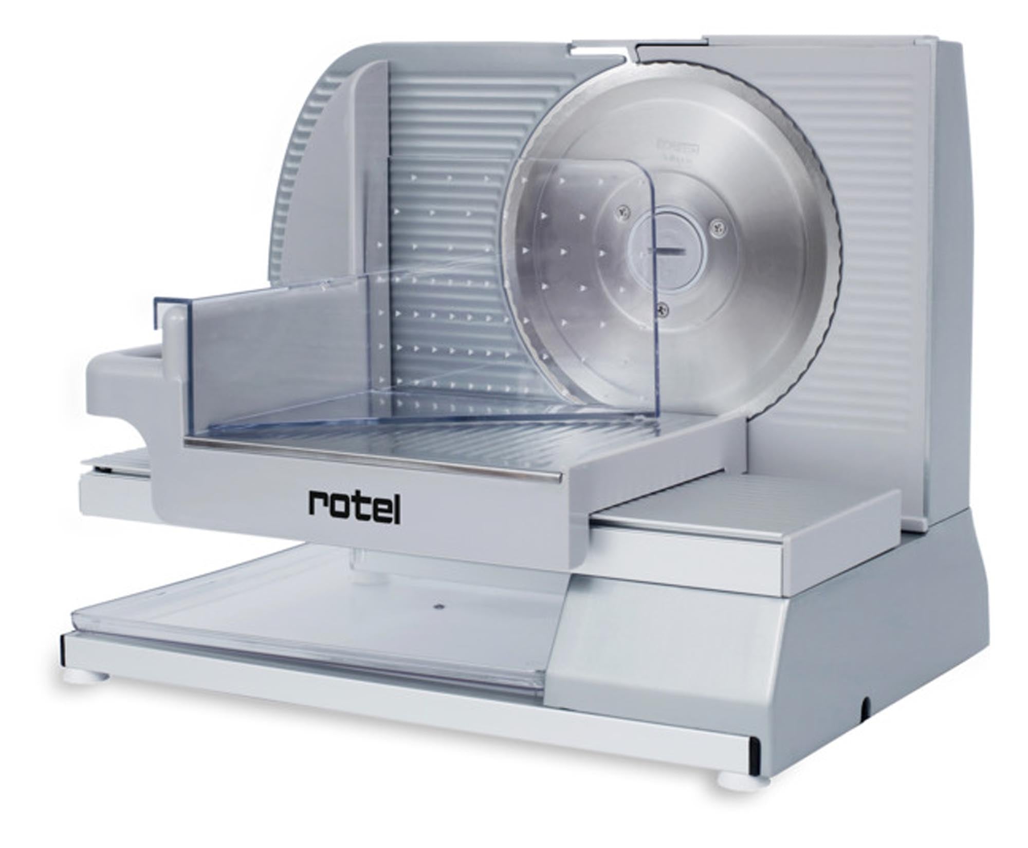 Entdecken Sie den ROTEL Allesschneider mit 2 Messern: präzise, vielseitig und ideal für frische, selbst geschnittene Lebensmittel. Perfekte Schnittstärken!