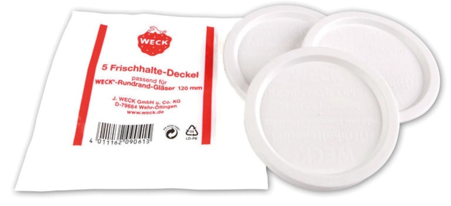 5 Stk. Frischhalte-Deckel RR120 in Weiss präsentiert im Onlineshop von KAQTU Design AG. Zutaten ist von Weck