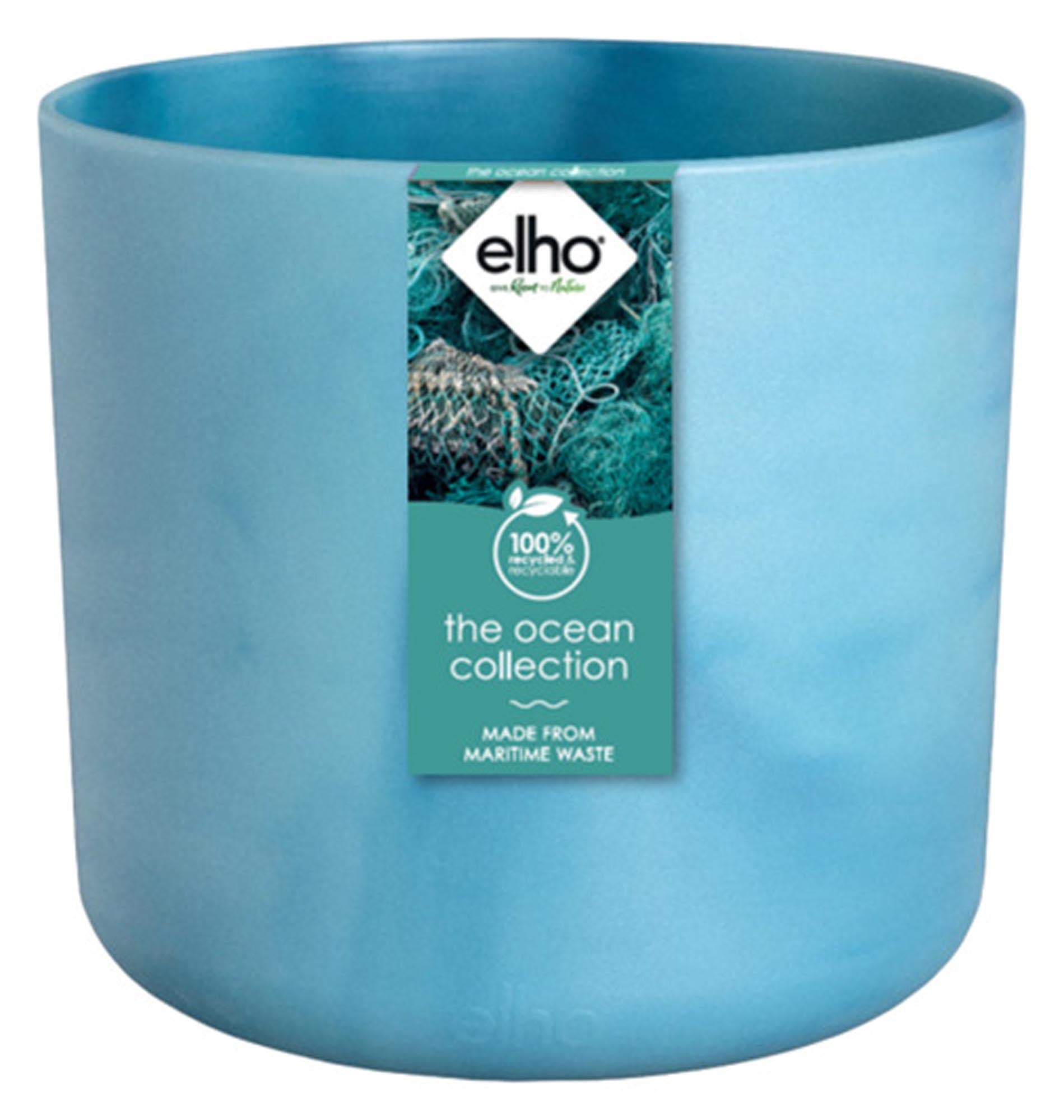 Stilvoller, umweltfreundlicher Topf Ocean ø 22.3 cm in atlantikblau von ELHO, ideal für drinnen und draussen, mit integriertem Wasserspeicher.