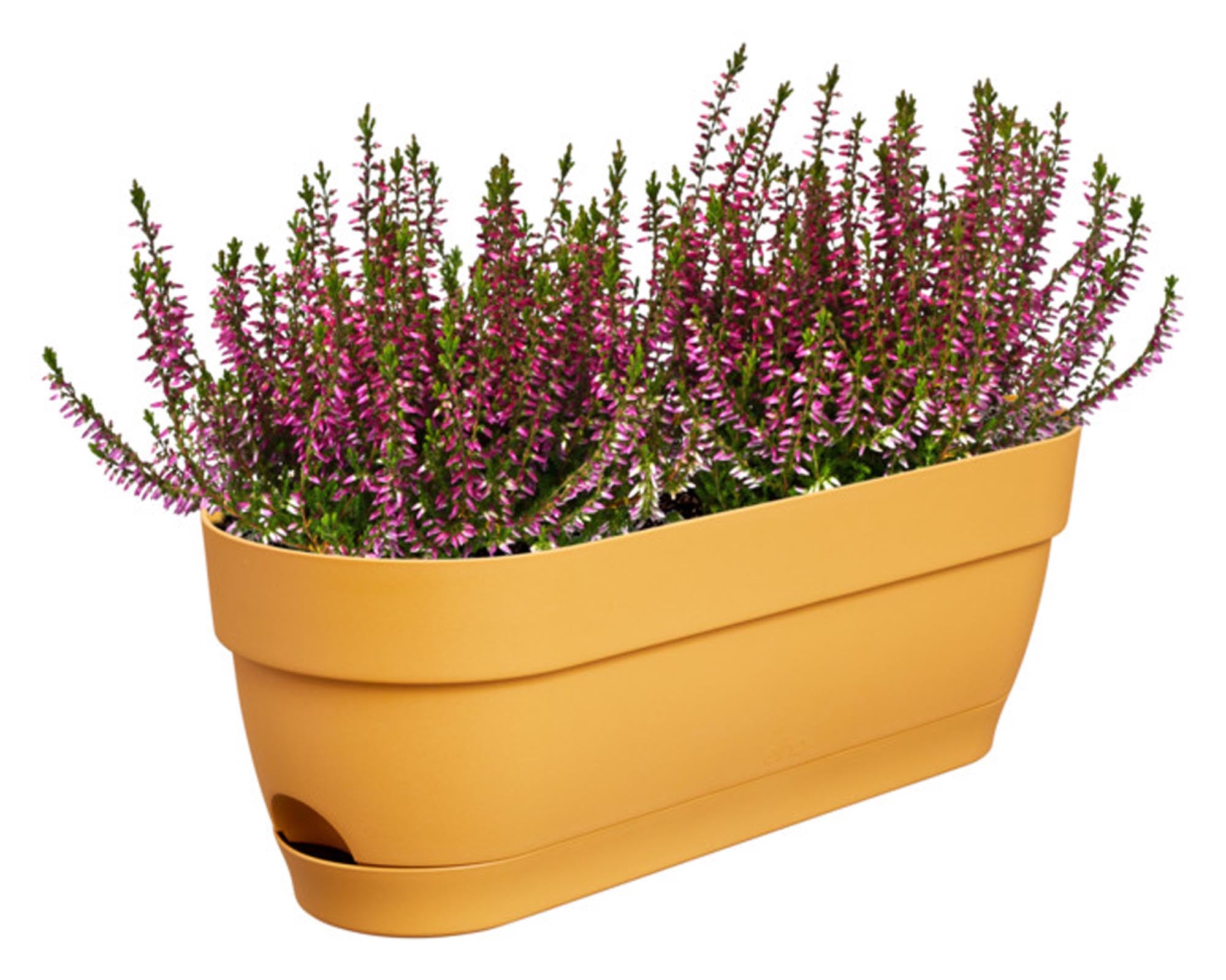 Eleganter ELHO Balkonkasten in Terracotta, 49x18.2x17 cm, aus recyceltem Kunststoff, UV- & frostbeständig, mit Abflusslöchern.