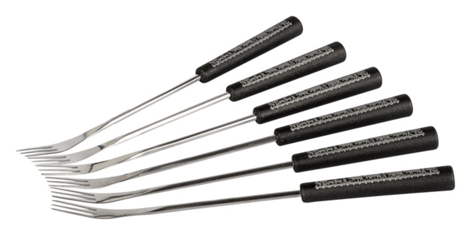 Stilvolle Fonduegabeln Alpaufzug von STÖCKLI: Edelstahl, Holzgriff, 24 cm, spülmaschinenfest, ideal für Fondueabende.