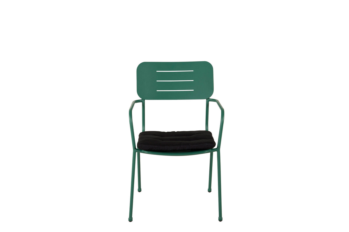 Nicke Stuhl in Grün präsentiert im Onlineshop von KAQTU Design AG. Gartenstuhl mit Armlehnen ist von Venture Home