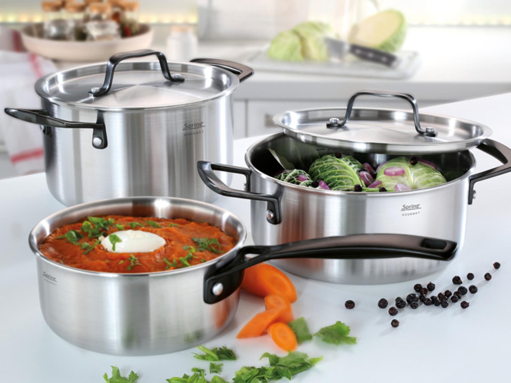 SPRING Gourmet: 5-teiliges Topf-Set aus hochwertigem Edelstahl.