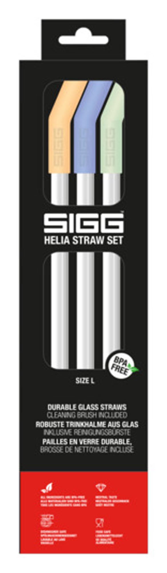 Entdecken Sie das SIGG Trinkhalme Helia Straw Set Day Large: 3 umweltfreundliche, wiederverwendbare Silikonhalme in lebhaften Farben für stilvolles Trinken.