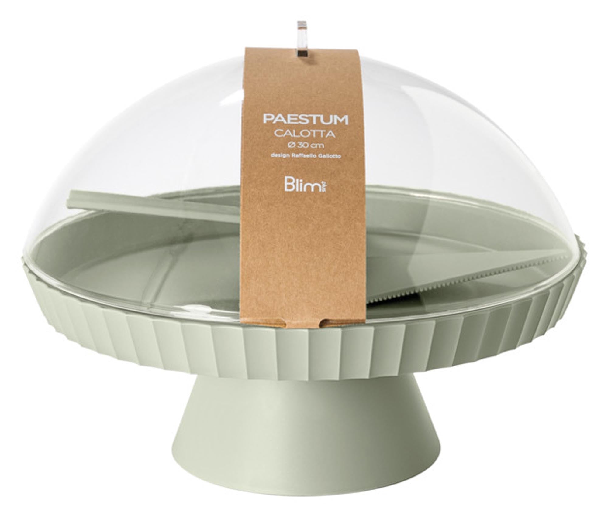 Entdecken Sie die elegante BLIM PLUS Schale auf Fuß Agora mit Haube und Kuchenheber (ø 30 cm) – ideal für Torten, Kuchen und stilvolle Tischdekoration.