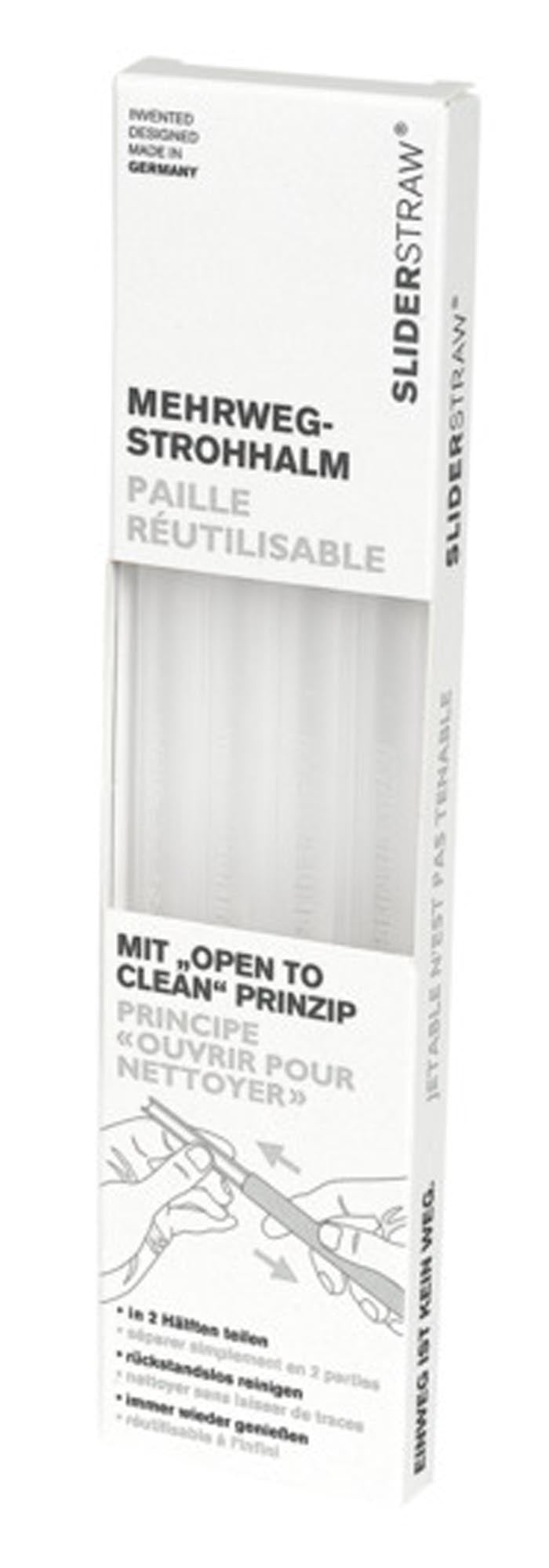 Entdecken Sie die umweltfreundlichen SliderStraw Trinkhalme! 4 Stück, 21,5 cm, BPA-frei, wiederverwendbar, mit einzigartigem Schiebemechanismus für ein stilvolles Trinkerlebnis.