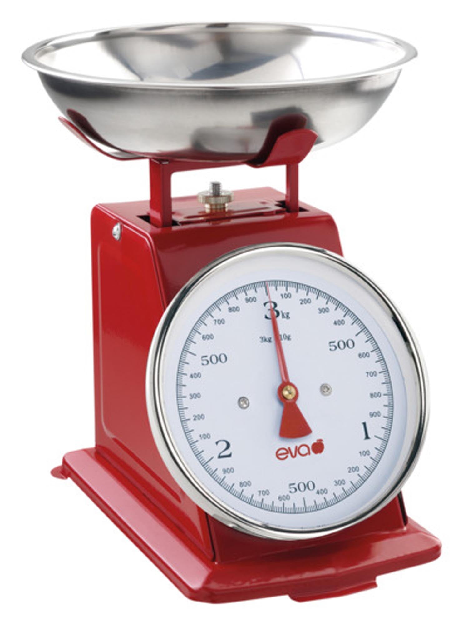 Entdecken Sie die EVA Küchenwaage Retro rot 3 kg – stilvolles Design, präzise Messung und praktische Tara-Funktion für Ihre Küche.