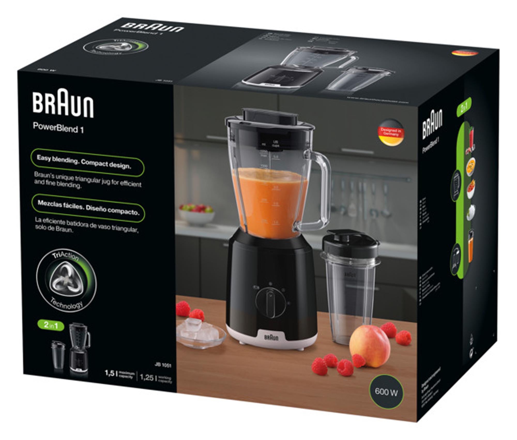 Leistungsstarker BRAUN Standmixer für Smoothies, Suppen & Saucen. Edelstahlklinge, Ice-Crushing, BPA-frei, ergonomisch.