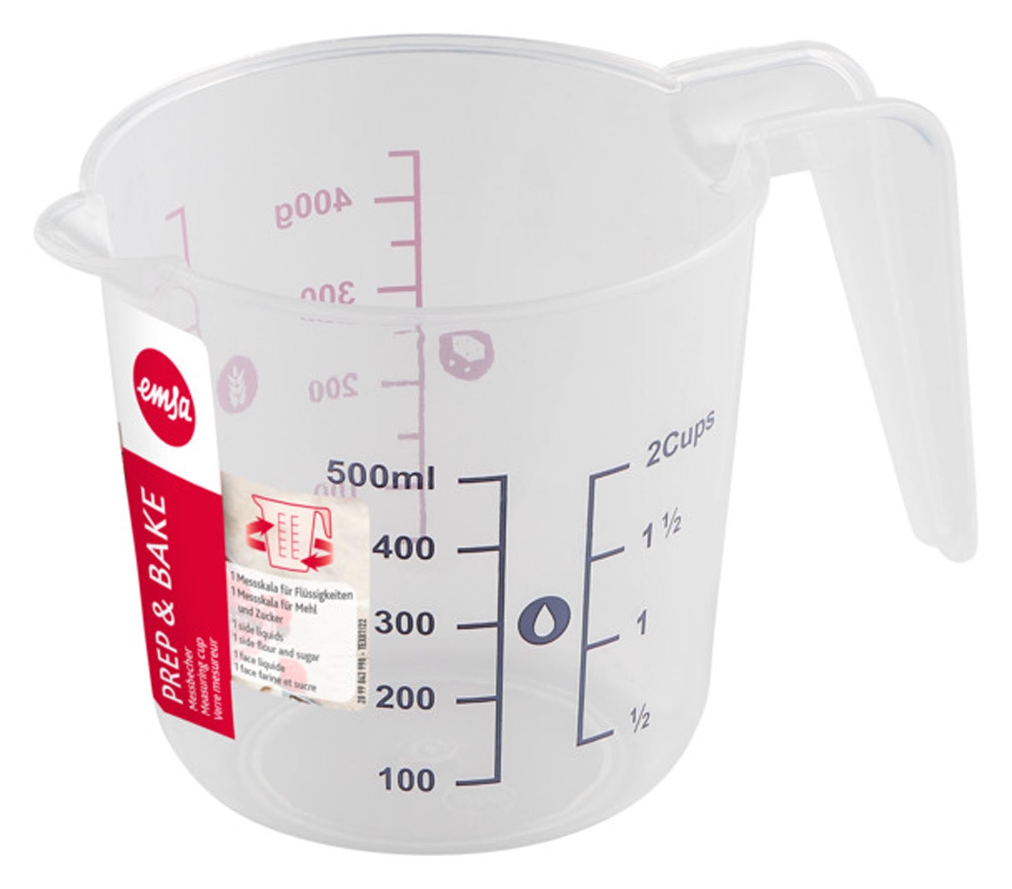 EMSA Messbecher 1L: BPA-frei, bruchsicher, doppelte Skalierung, ergonomisch, spülmaschinenfest. Perfekt für Backen & Kochen.