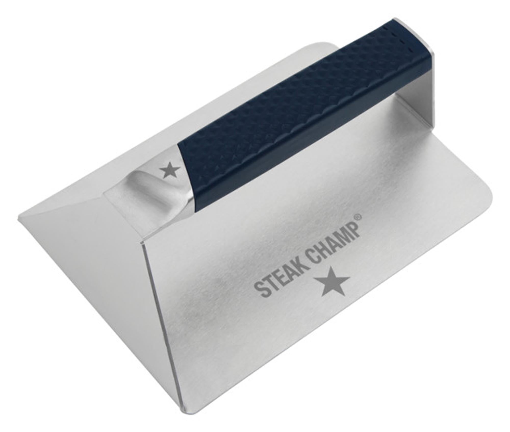 Die STEAK CHAMP Burgerpresse XXL mit Kunststoffgriff formt perfekte, saftige Burger-Patties. Ideal für Grillliebhaber, robust und leicht zu reinigen!