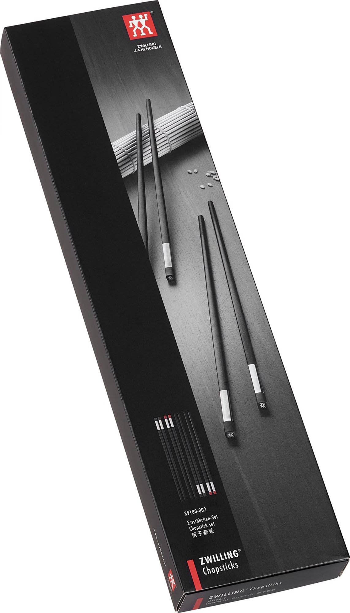 Schwarzes Essstäbchen Set von Zwilling für 4 Personen. Hochwertiger Kunststoff, ergonomisch, leicht und bruchsicher. Ideal für asiatische Küche!