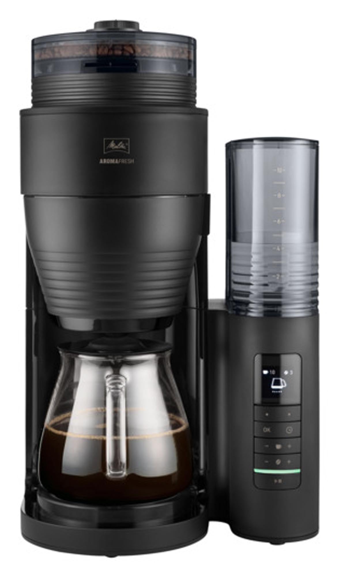 Entdecken Sie die MELITTA Kaffeemaschine Aromafresh Pro 1030-01 mit Aroma-Selector, Edelstahl-Mahlwerk und Timer-Funktion für perfekten Kaffeegenuss.