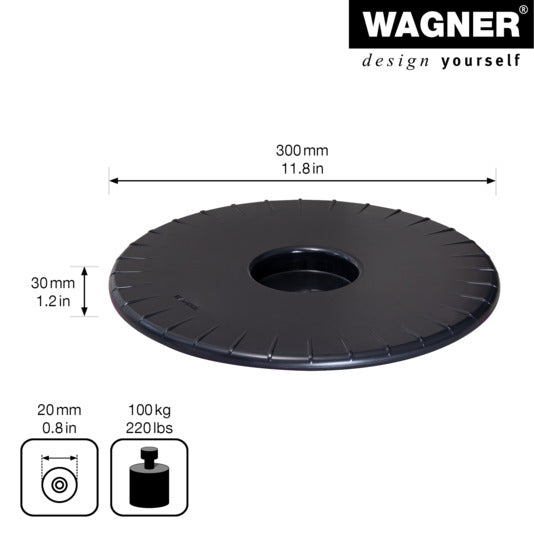 Entdecken Sie den WAGNER Rolluntersetzer ø 300 mm Ultraflat in Schwarz – ideal für müheloses Bewegen Ihrer Pflanzen im Innen- und Außenbereich.