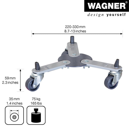 Entdecken Sie den WAGNER Rolluntersetzer 265x375 mm Suncity klein – ideal für müheloses Bewegen von Pflanzen und mehr, wetterfest und robust.