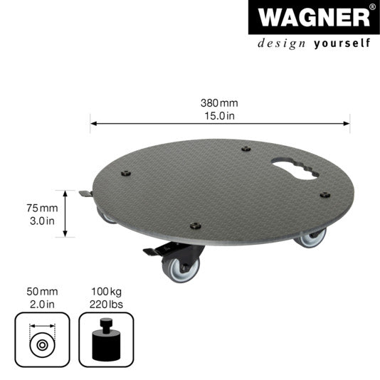 Entdecken Sie den WAGNER Rolluntersetzer HPL ø 380 mm GH0630 – robust, stilvoll und ideal für das mühelose Bewegen Ihrer Pflanzen.